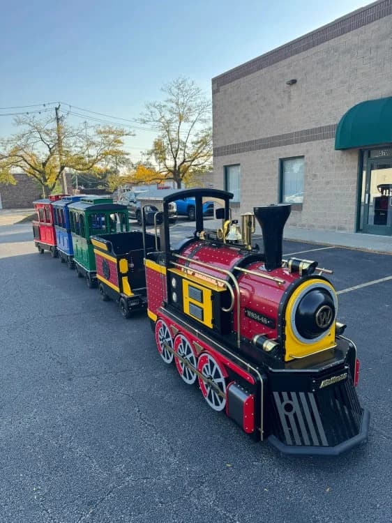 Northern Lights Express trackless train at a live event
